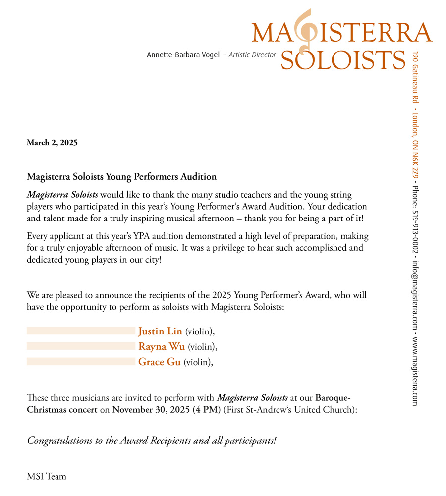 2025 U06 MAGISTERRA Award Recipients Brief